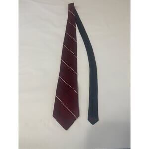 Tommy Hilfiger 100% silk tie, burgandy and navy with diagonal stripes, versatile